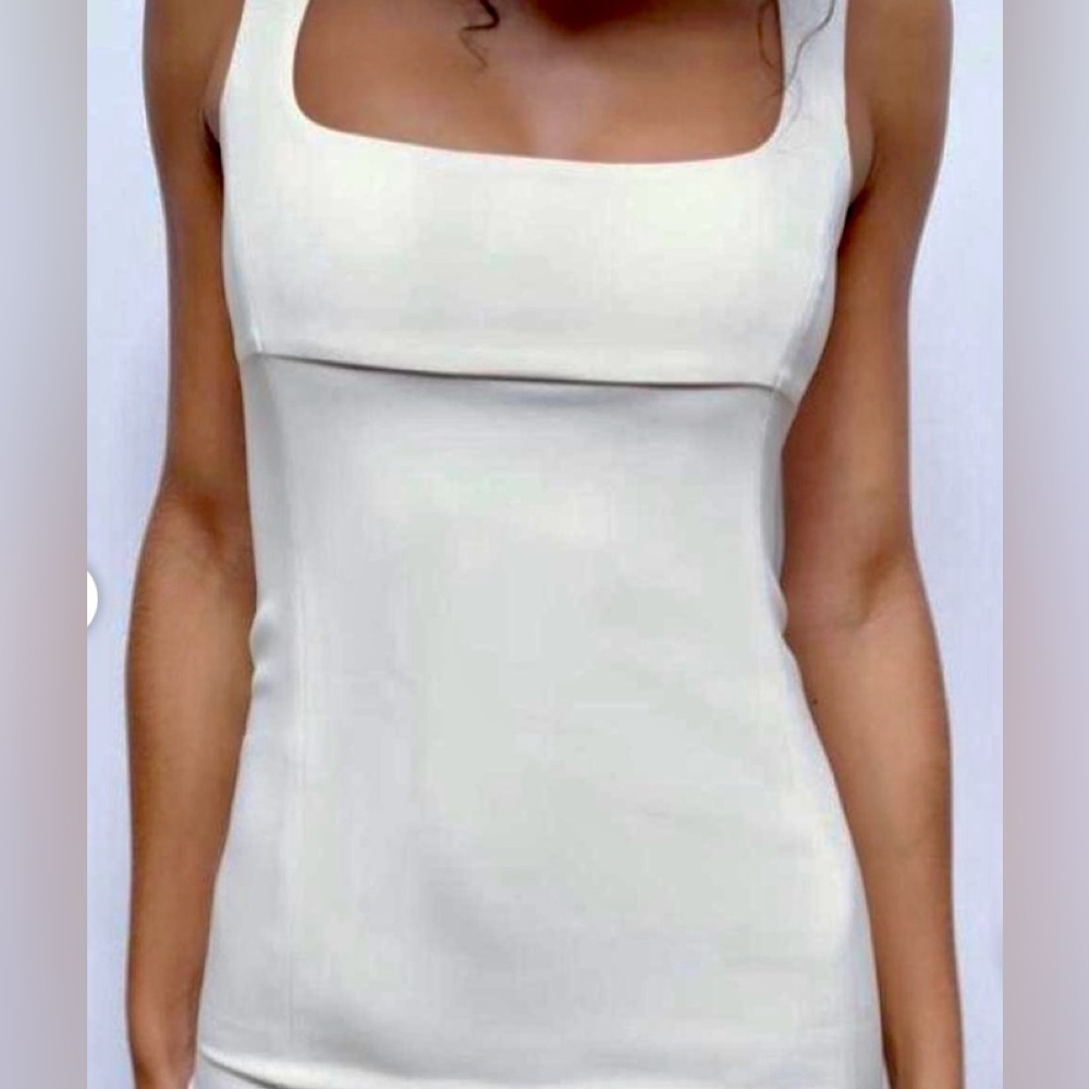 Zara Square Neck White Dress
